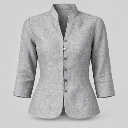 Women's Stand-Collar Blouse Three-Quarter Sleeve | Versatile Blouse