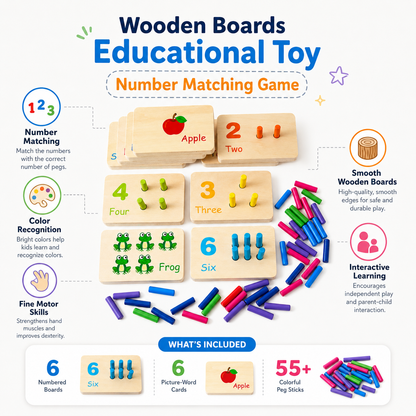 Wooden Boards Educational Toy Number Matching Game