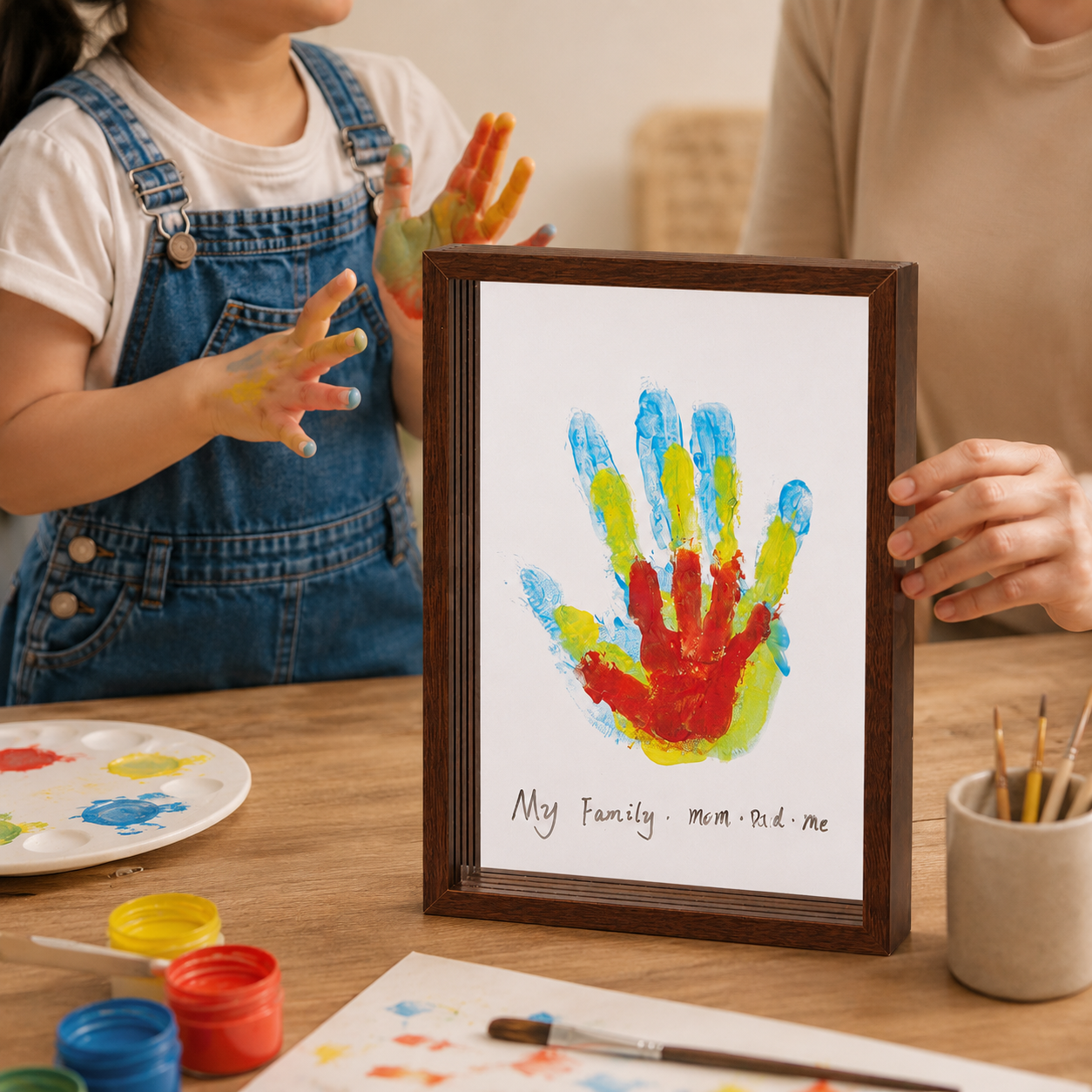 Wooden Frame Keepsake Family Handprint Display