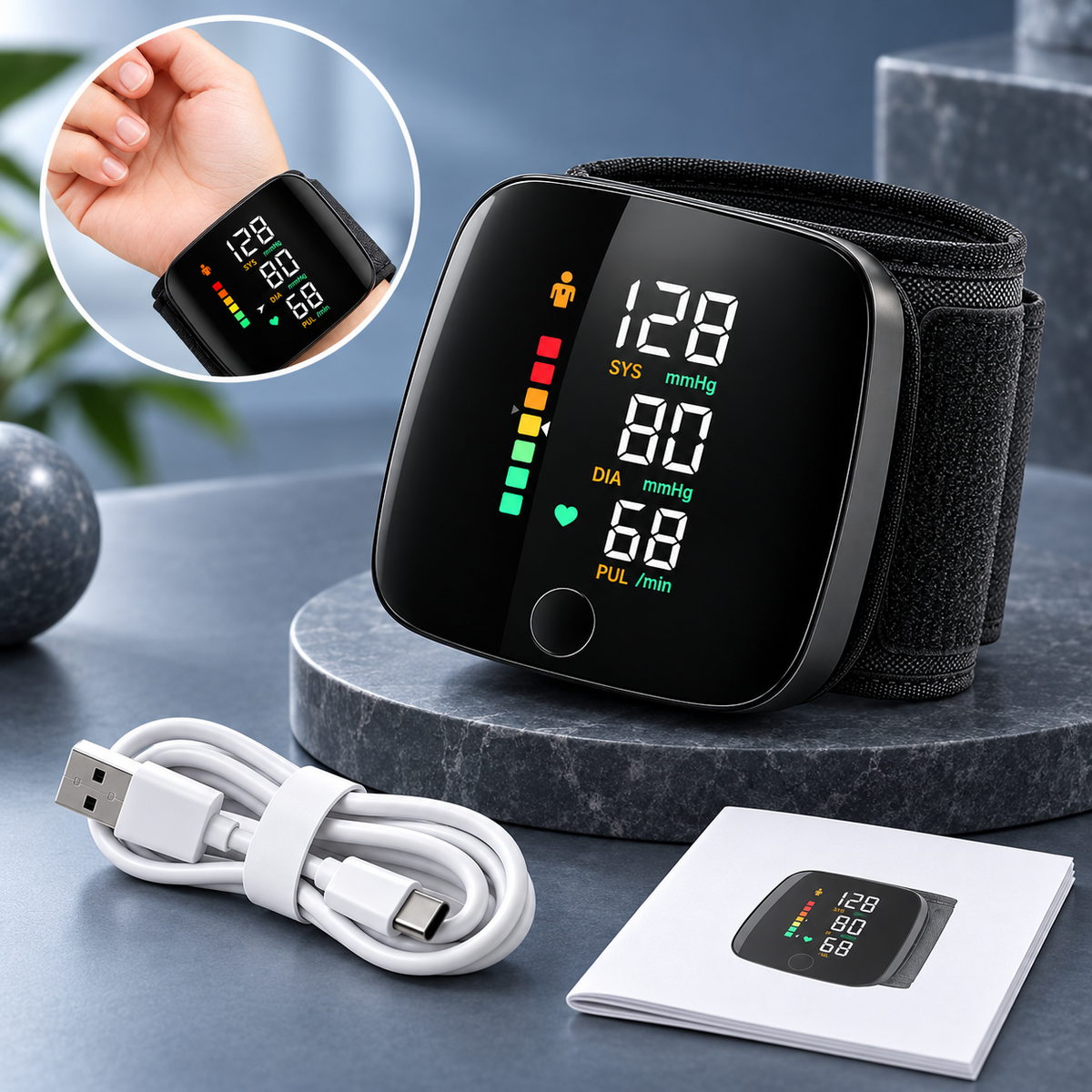 Wrist Blood Pressure Monitor Digital Portable Compact Arm