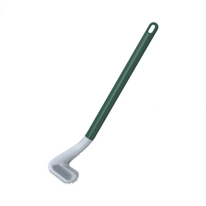 Wall Mount Silicone Toilet Brush with Flexible Bristles and Ventilated Holder