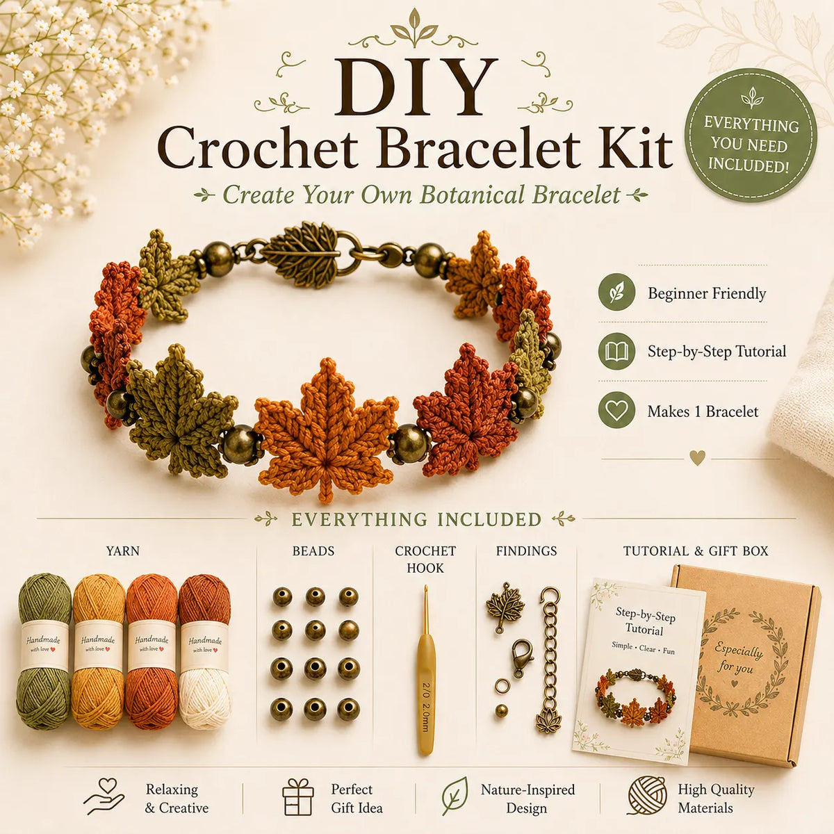 DIY Nature Charm Crochet Bracelet Making Kit