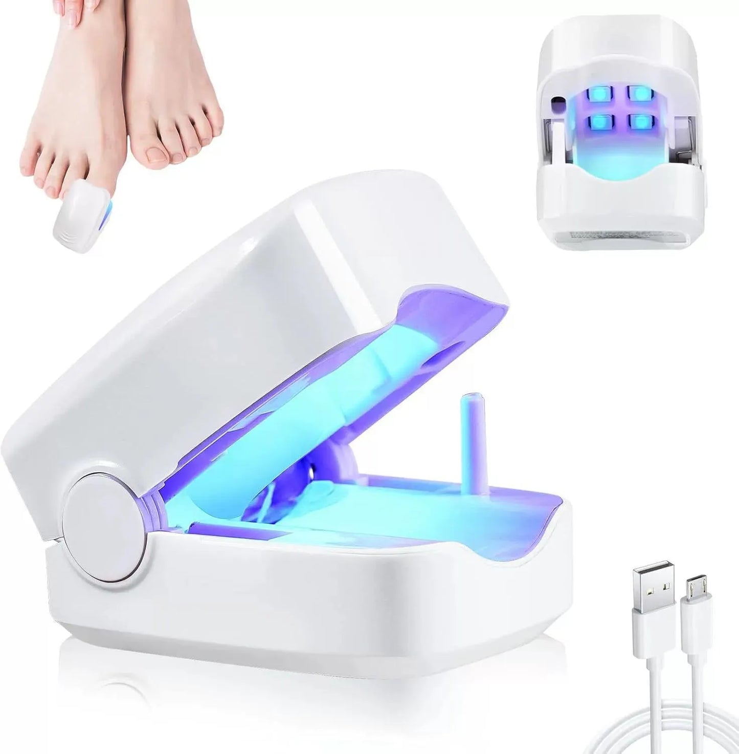Portable blue light nail care device