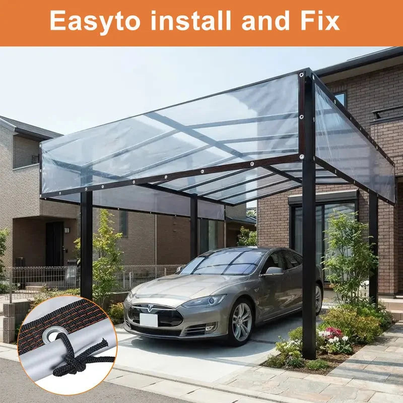Clear Waterproof PE Tarp, Transparent Outdoor Cover with Metal Grommets