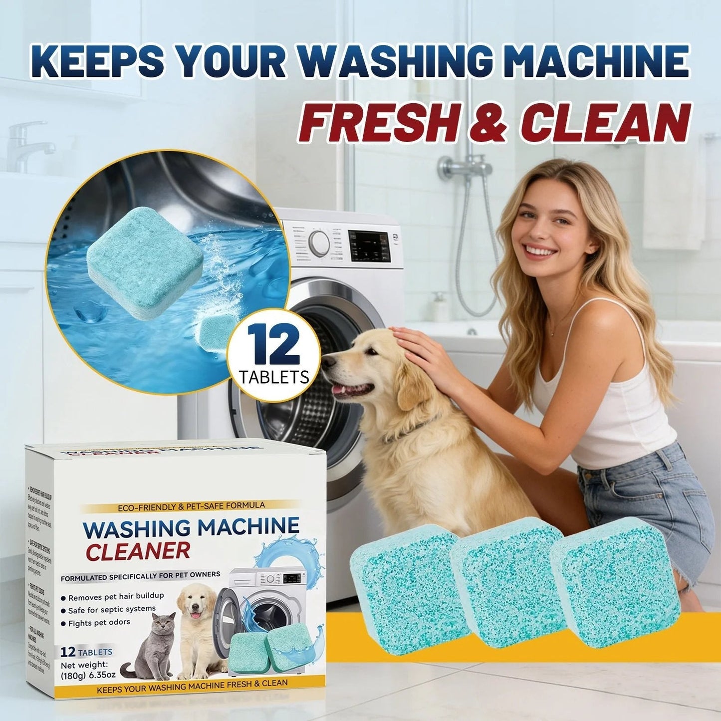 Powerful Washer Deep Cleaner Tablets – Eliminate Hidden Bacteria & Bad Smells Fast