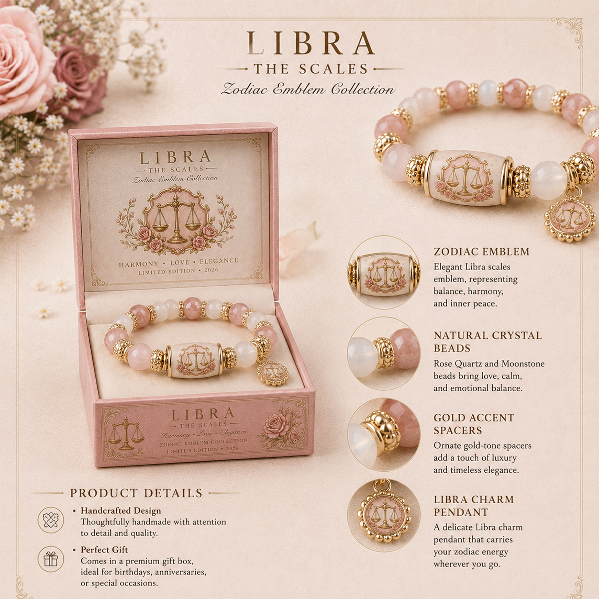 12 Zodiac Bracelet – Natural Chalcedony, Your Sign, Your Energy