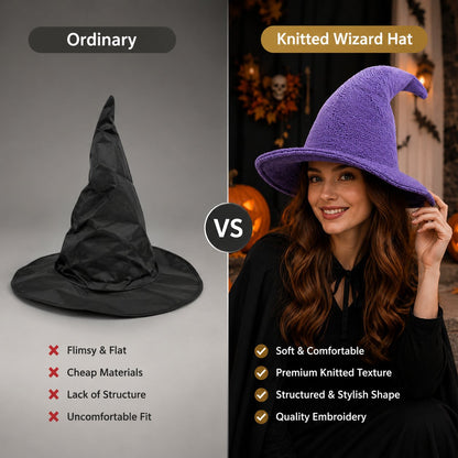 Knitted Wizard Hat  - Cozy Halloween Fantasy Costume Accessory