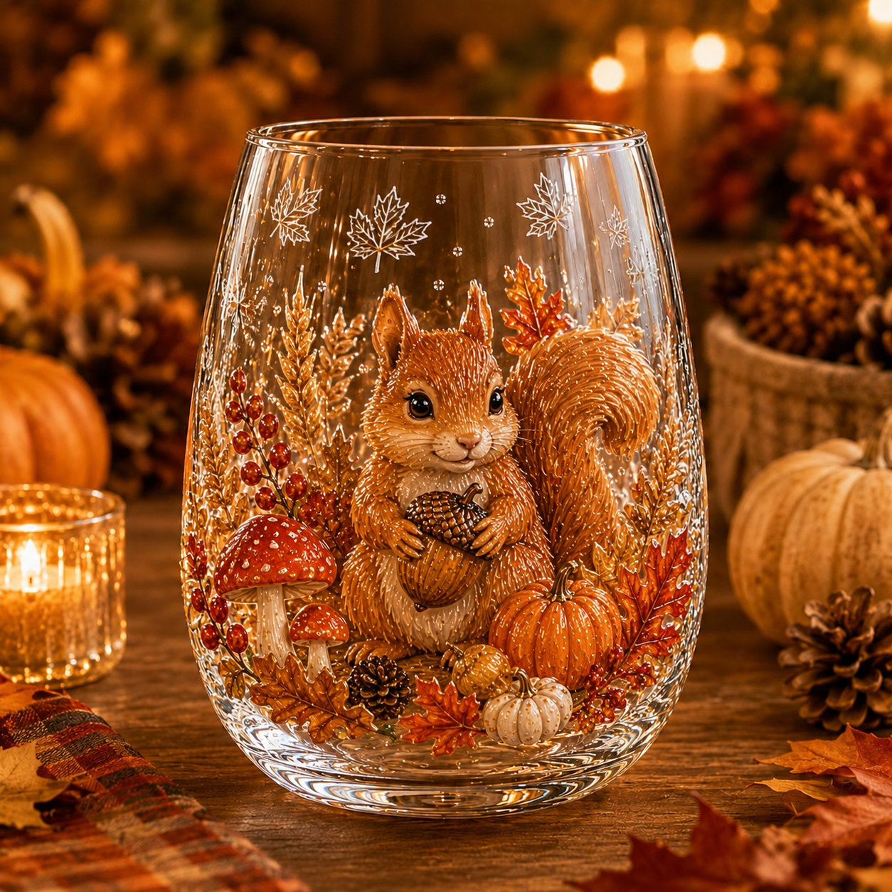 Autumn Harvest 3D Glass Cup Gift Set – 6 Festive Designs