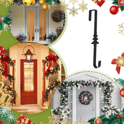 Metal Over The Door Wreath Hanger | Christmas Snowflake Tree Star Decor Hook