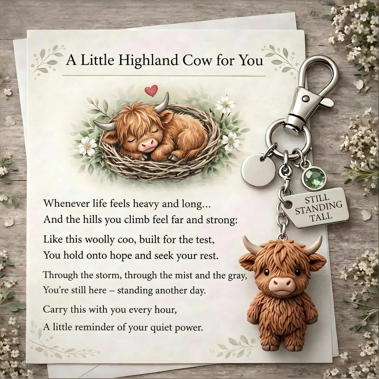 A Little Highland Cow For You Keychain: Your Daily Reminder of Quiet Strength