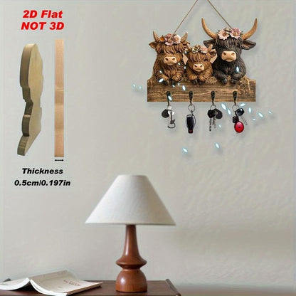 Rustic Highland Cow Wooden Hanging Ornament(2D Flat Products)