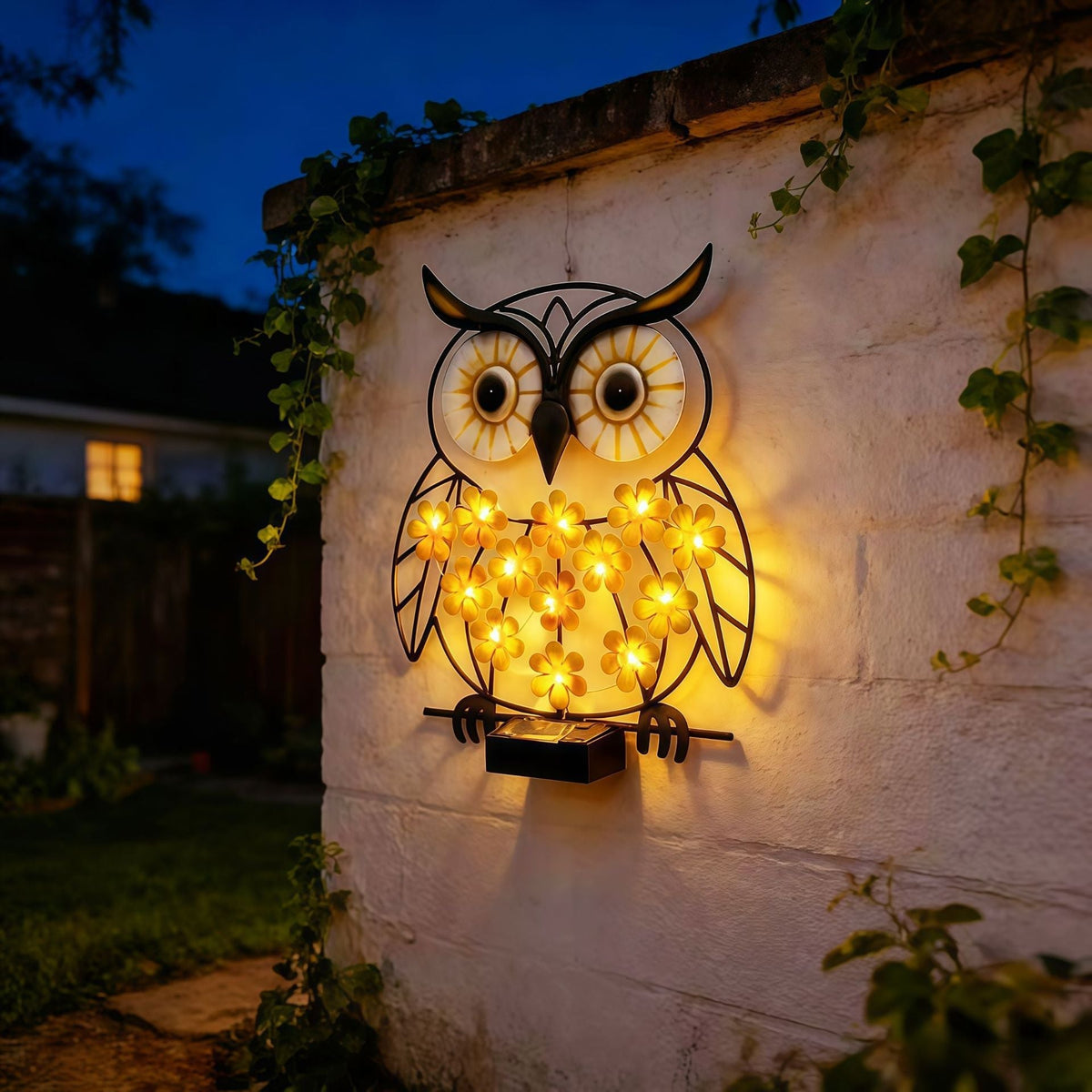 Solar-powered Wrought Iron Owl Lamp