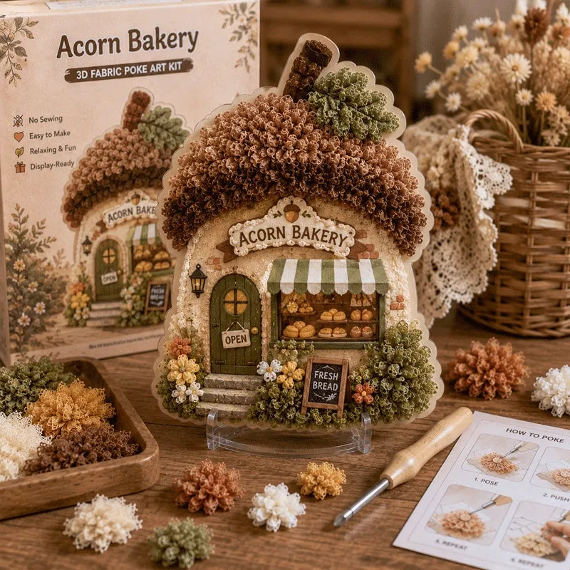 Whimsical Village 3D Fabric Poke Art Kit