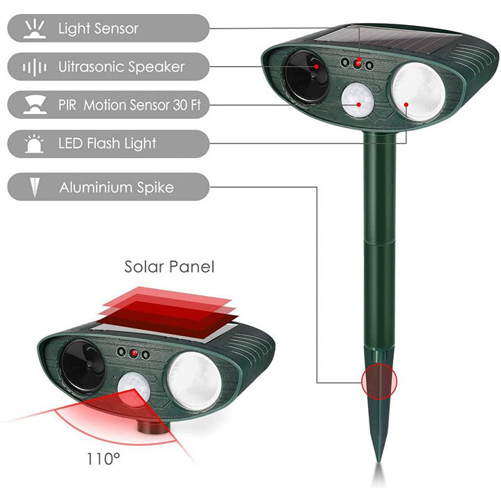 Ultrasonic Dog Repeller Solar Powered