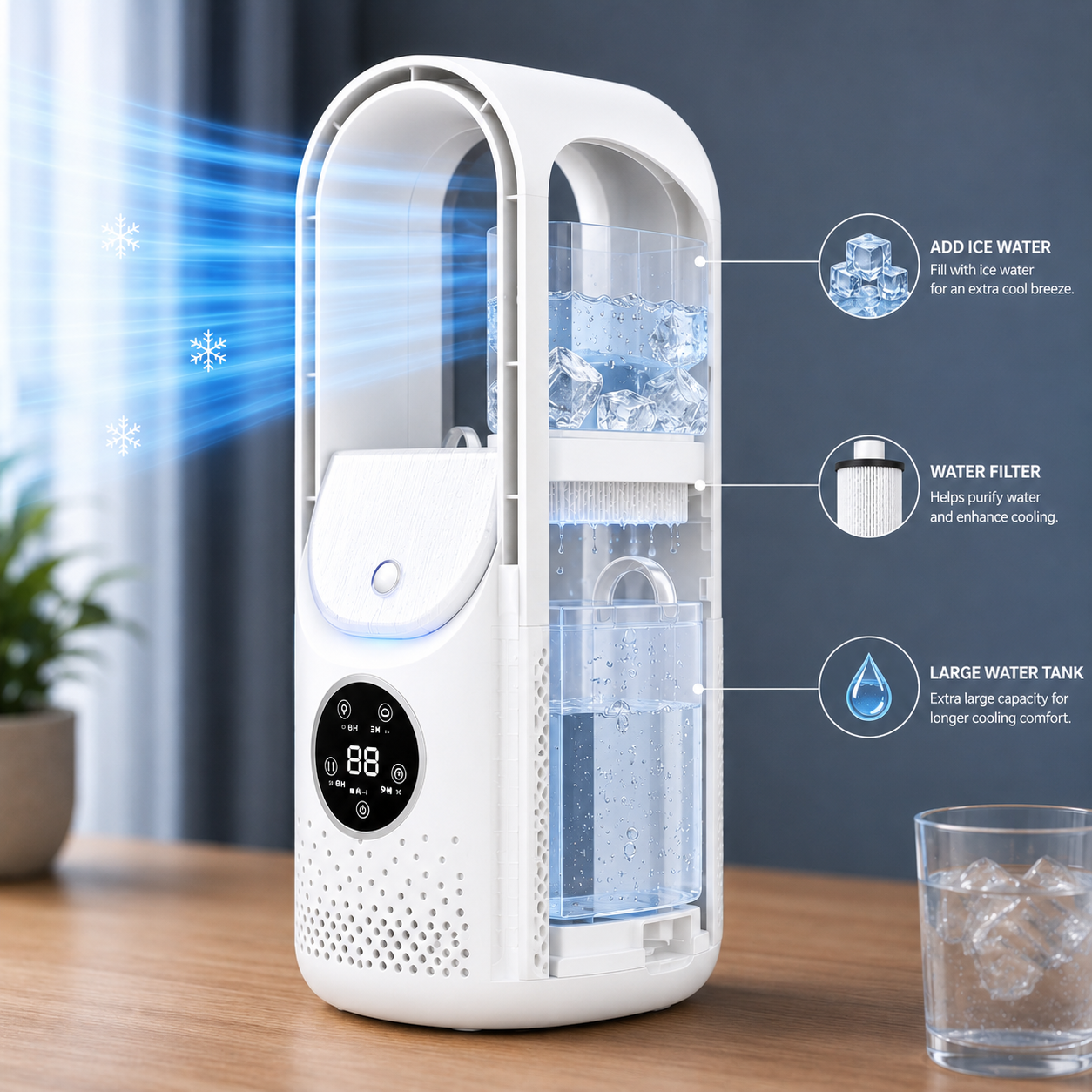 Portable Bladeless Air Cooler Quiet Compact Home Cooling Device