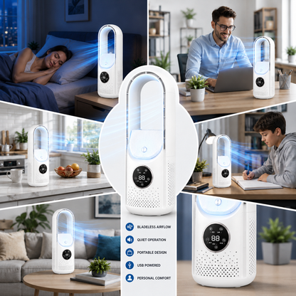 Portable Bladeless Air Cooler Quiet Compact Home Cooling Device