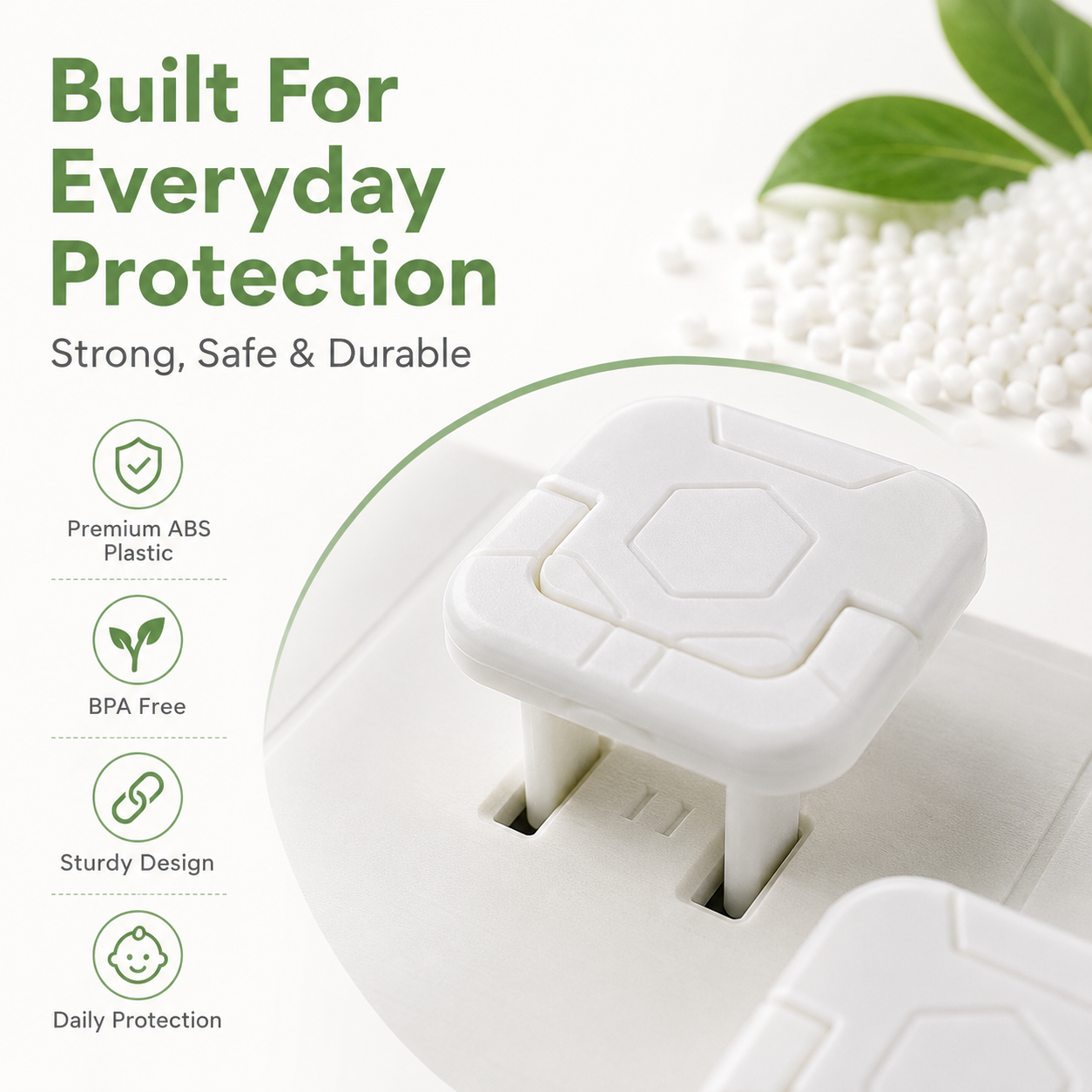 Baby Proof Socket Covers with Smart Handle Design – Fits 2 & 3 Prong Outlets for Easy Parent Removal