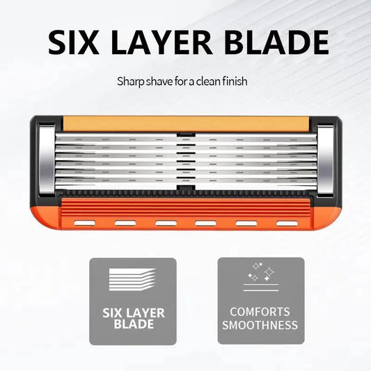 Ultra-Sharp 6-Blade Men's Razor Kit 24/48 Refill Cartridges Plus Free Handle for a Smooth Shave