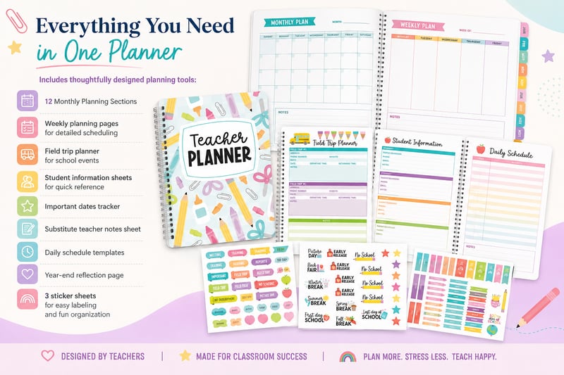 Undated Teacher Planner 2026–2027 | Weekly & Monthly Classroom Organizer for Lesson Planning, Scheduling & Teacher Productivity