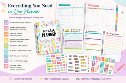 Undated Teacher Planner 2026–2027 | Weekly & Monthly Classroom Organizer for Lesson Planning, Scheduling & Teacher Productivity