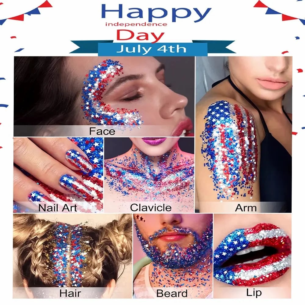 4th of July Glitter Stick - Red, White & Blue Body & Hair Sparkle
