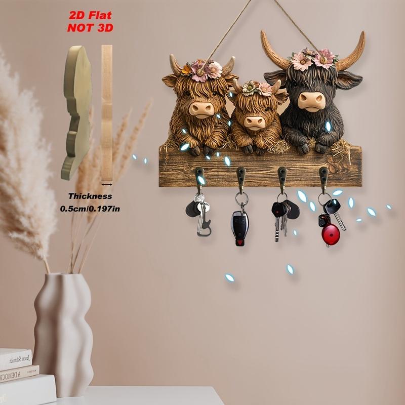 Rustic Highland Cow Wooden Hanging Ornament(2D Flat Products)