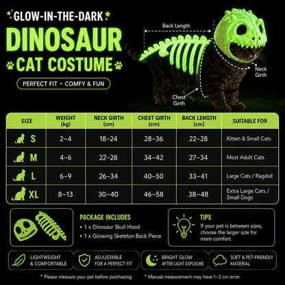 Glow Dinosaur Skeleton Pet Costume 2026