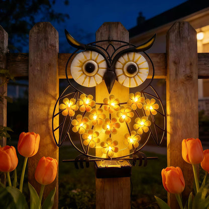 Solar-powered Wrought Iron Owl Lamp