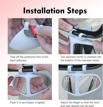 360° Rotatable Dual-Lens Blind Spot Mirror – Real Glass Rearview Auxiliary Mirror for Safe Reversing