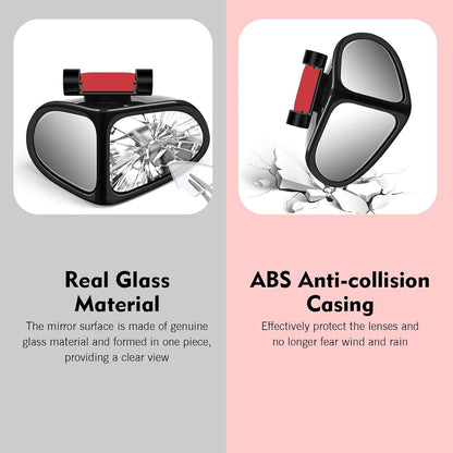 360° Rotatable Dual-Lens Blind Spot Mirror – Real Glass Rearview Auxiliary Mirror for Safe Reversing
