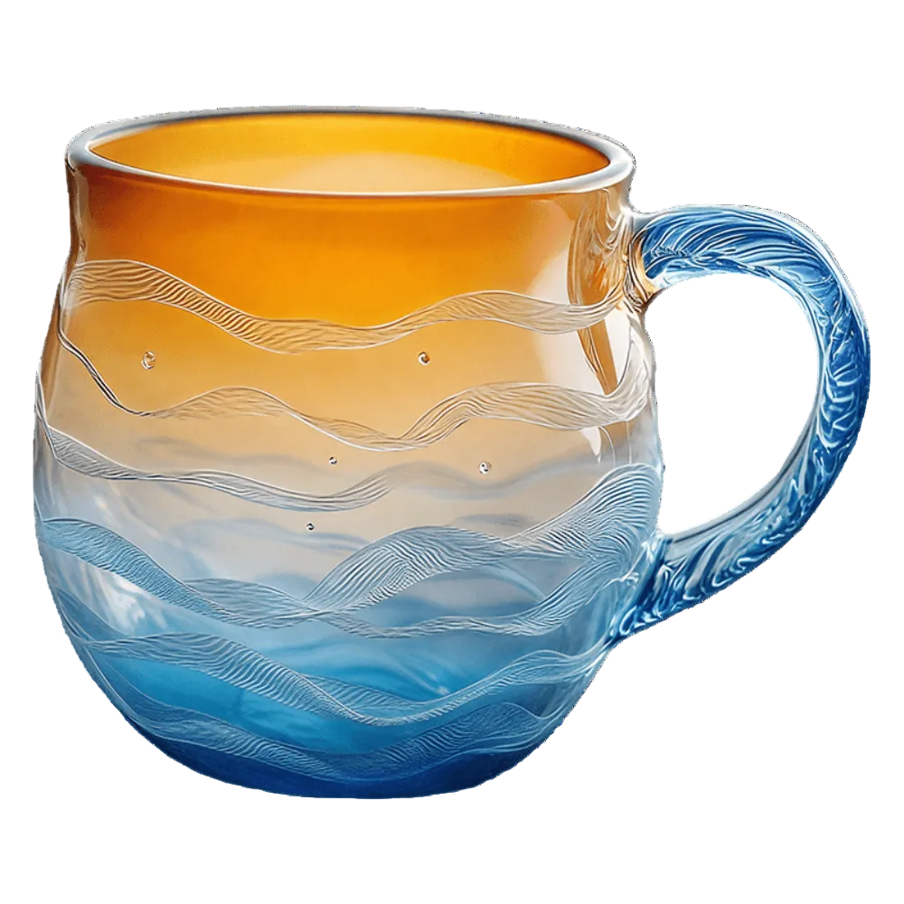Coastal Decor Hand Blown Mug Sea Glass Texture