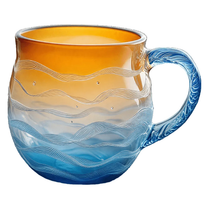 Coastal Decor Hand Blown Mug Sea Glass Texture