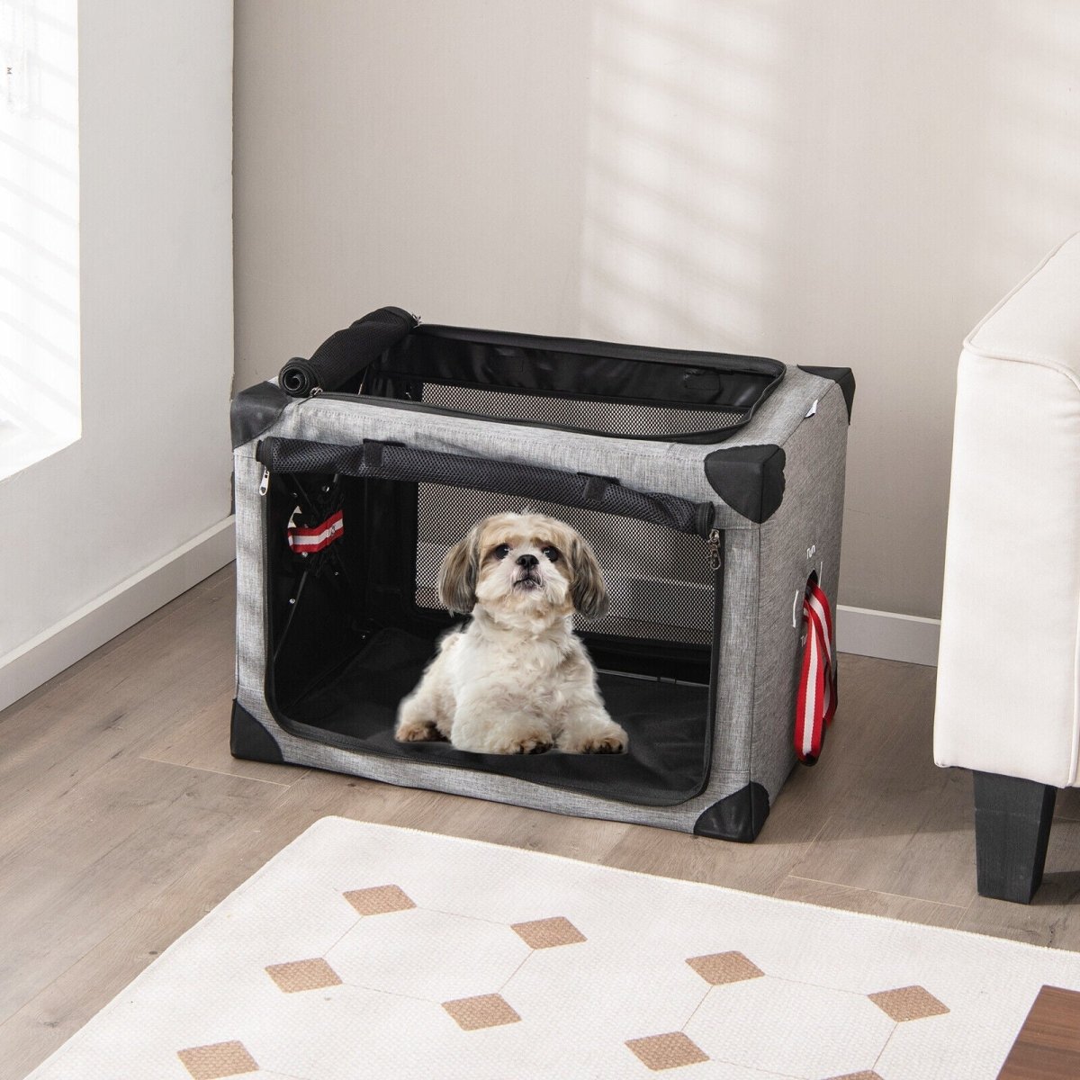 Collapsible Heavy Duty Pet Travel Crate for Dogs and Cats with Doors