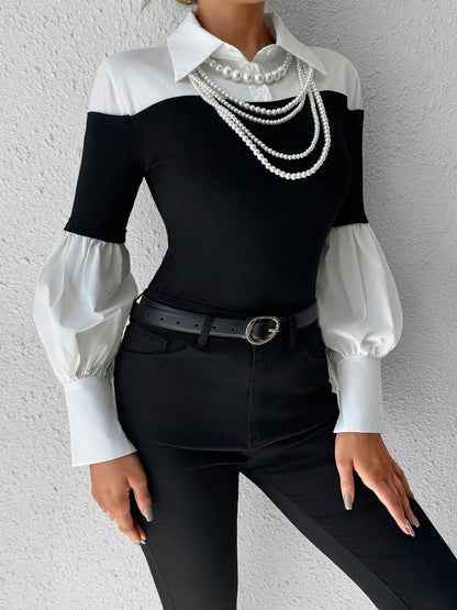 Long Sleeve Polo Shirt with Contrast Binding and Regular Fit