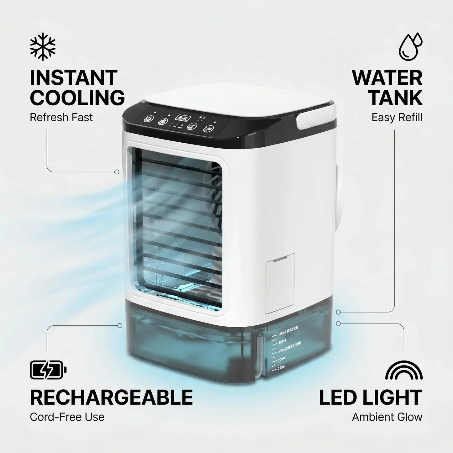 Portable Desk Air Cooler with Misting Function and Ice Box for
