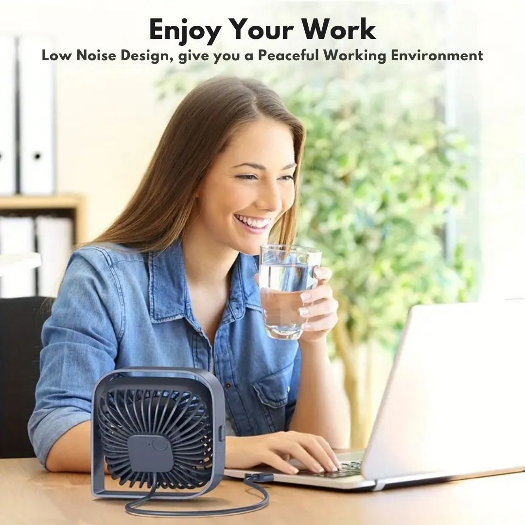 USB Desk Fan Compact Design with 360-Degree Rotation