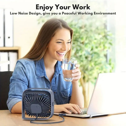 USB Desk Fan Compact Design with 360-Degree Rotation