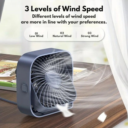 USB Desk Fan Compact Design with 360-Degree Rotation
