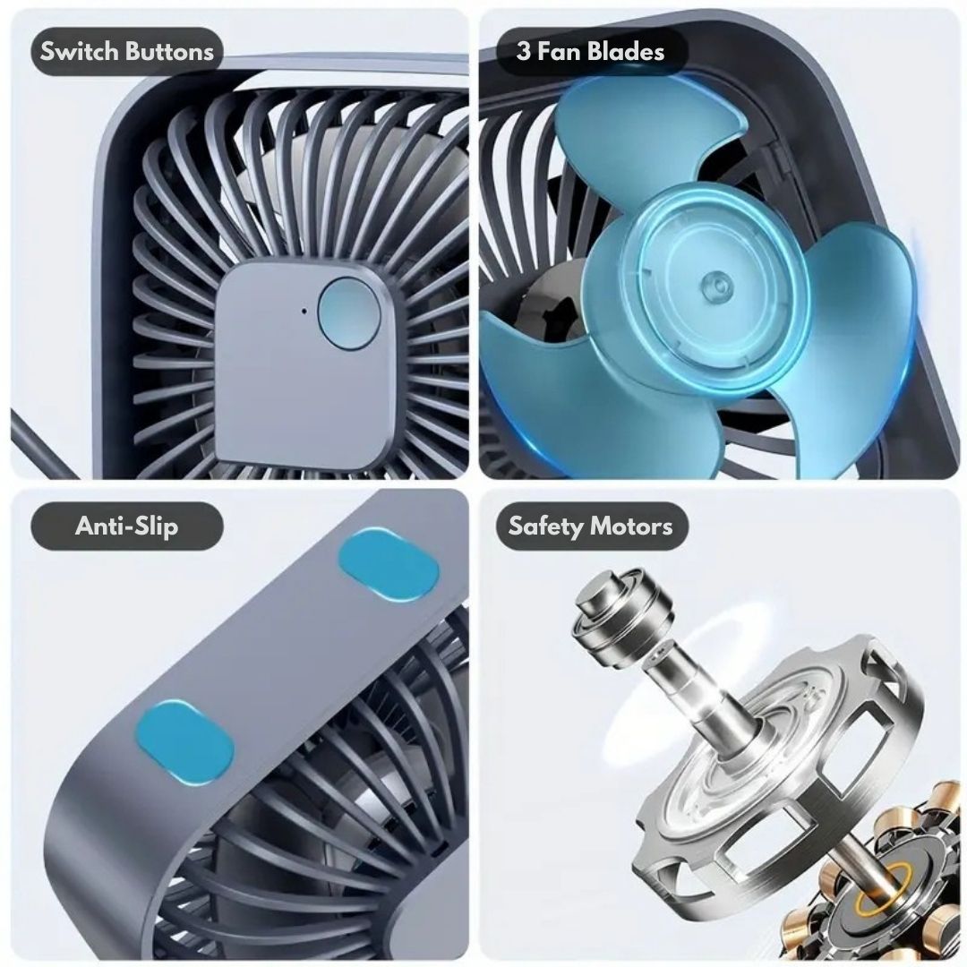 USB Desk Fan Compact Design with 360-Degree Rotation