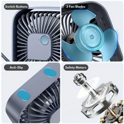 USB Desk Fan Compact Design with 360-Degree Rotation