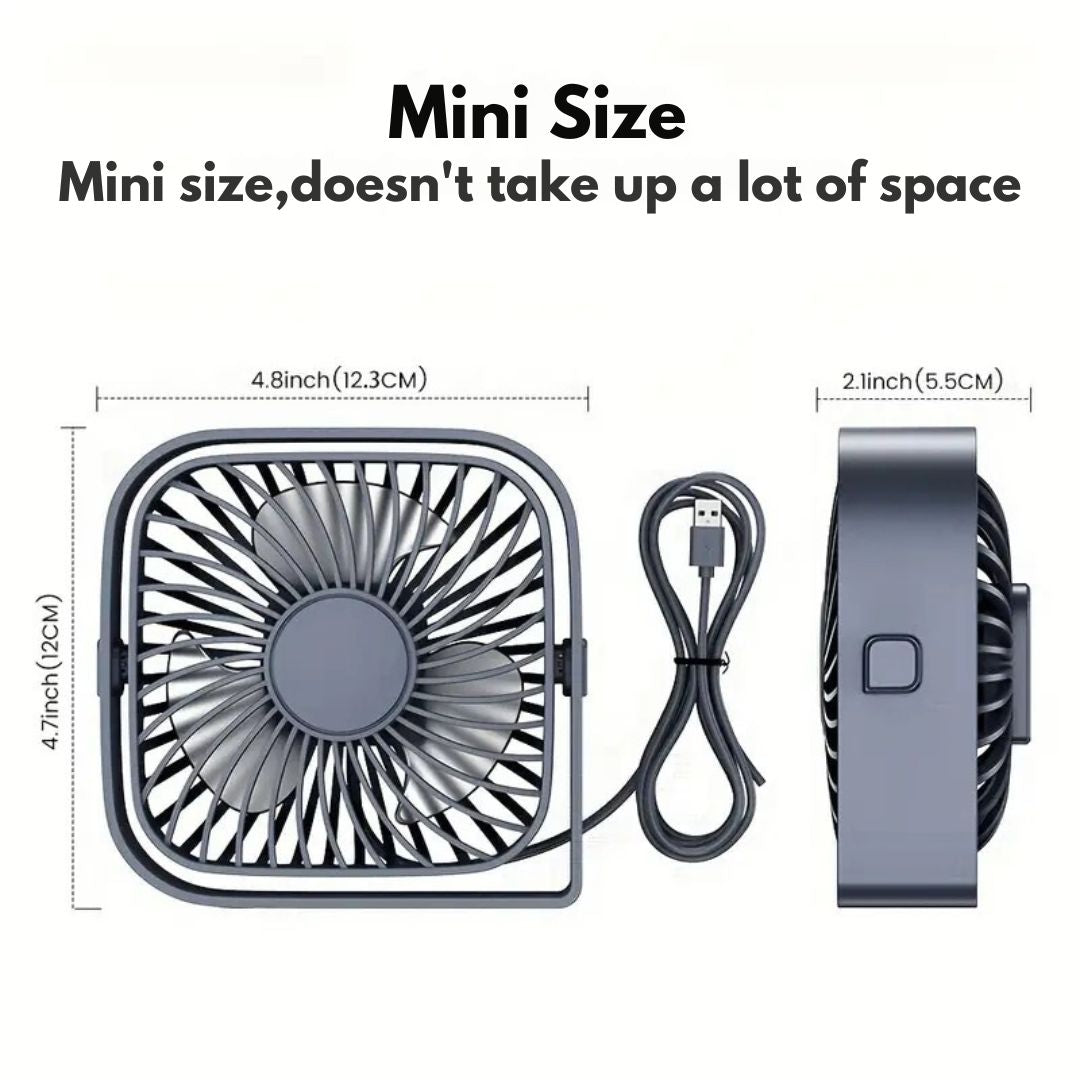 USB Desk Fan Compact Design with 360-Degree Rotation