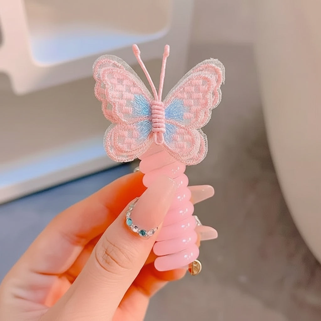 Cute Hair Bands Spiral Ties Butterfly Design