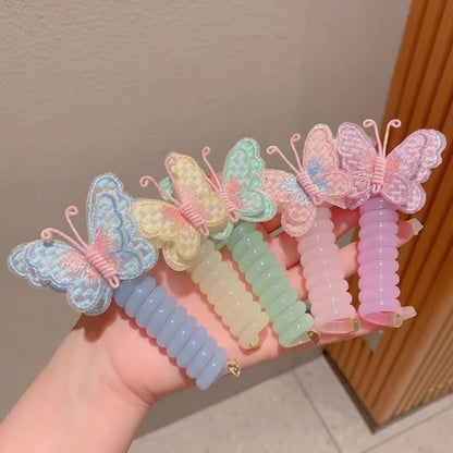 Cute Hair Bands Spiral Ties Butterfly Design