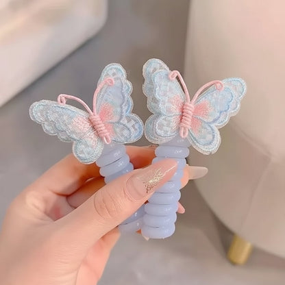 Cute Hair Bands Spiral Ties Butterfly Design