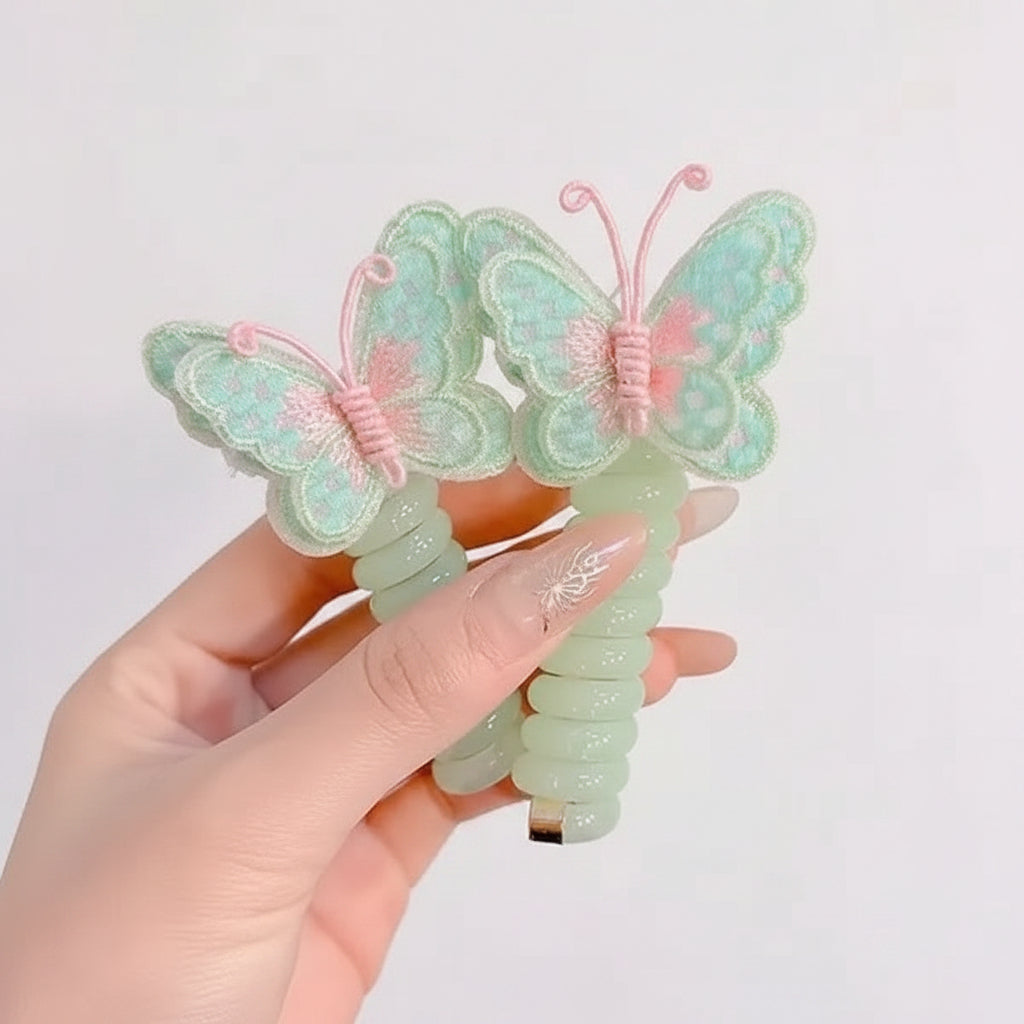 Cute Hair Bands Spiral Ties Butterfly Design