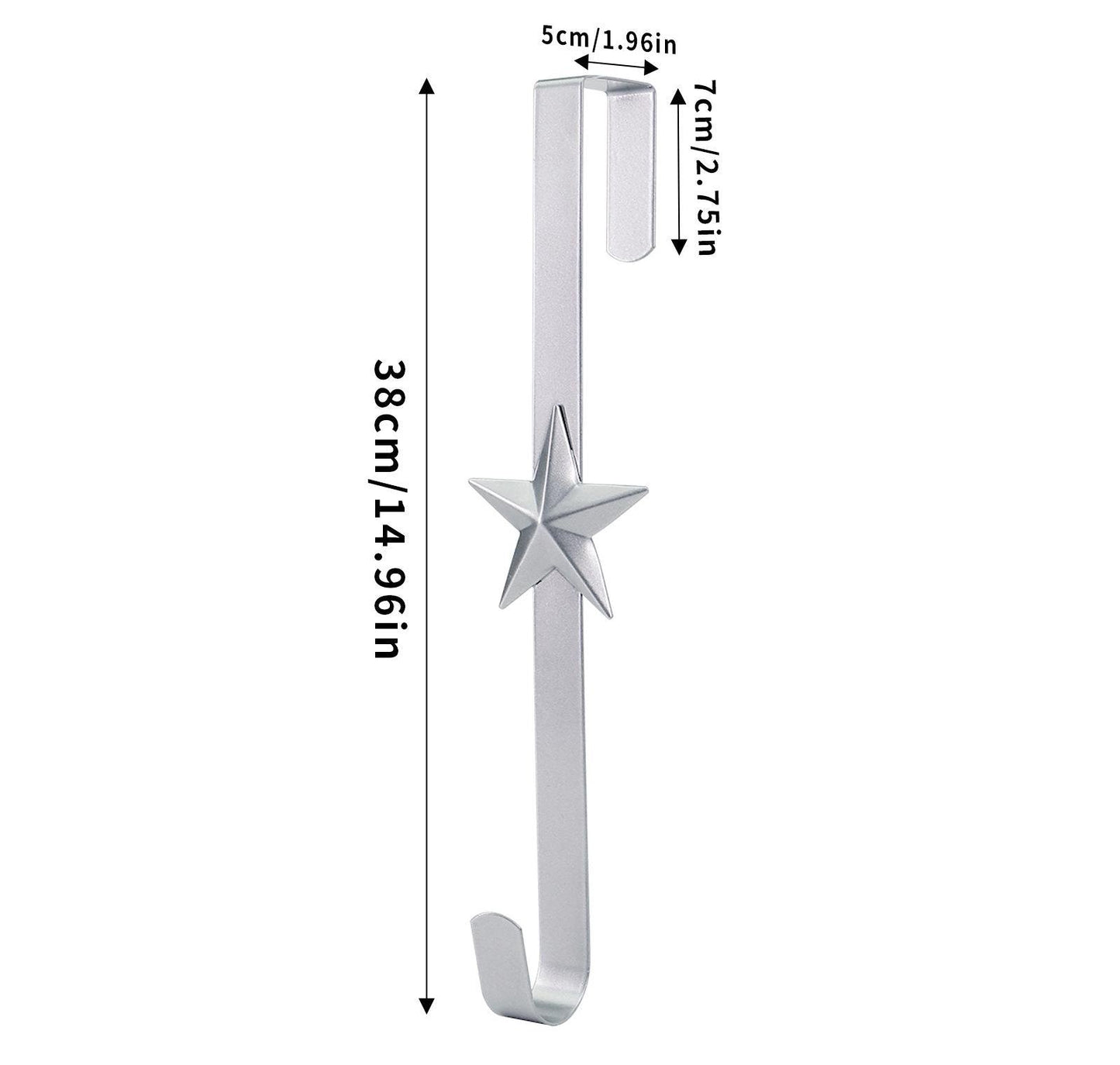 Metal Over The Door Wreath Hanger | Christmas Snowflake Tree Star Decor Hook