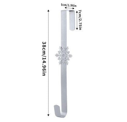Metal Over The Door Wreath Hanger | Christmas Snowflake Tree Star Decor Hook