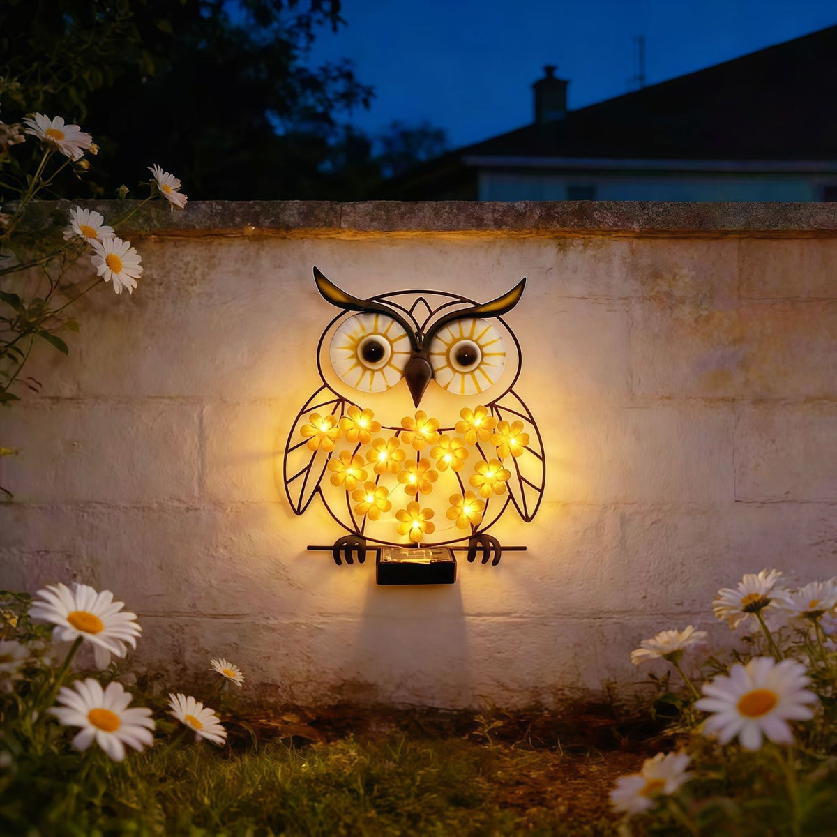 Solar-powered Wrought Iron Owl Lamp