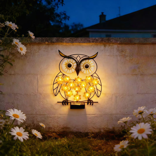 Solar-powered Wrought Iron Owl Lamp