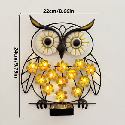 Solar-powered Wrought Iron Owl Lamp